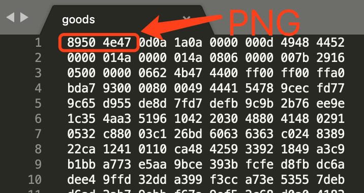 PNG格式的图片去除后缀后用记事本/Sublime打开的显示结果
