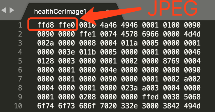 JPEG格式的图片去除后缀后用记事本/Sublime打开的显示结果